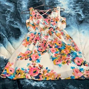 Pink Owl Floral Mini Dress